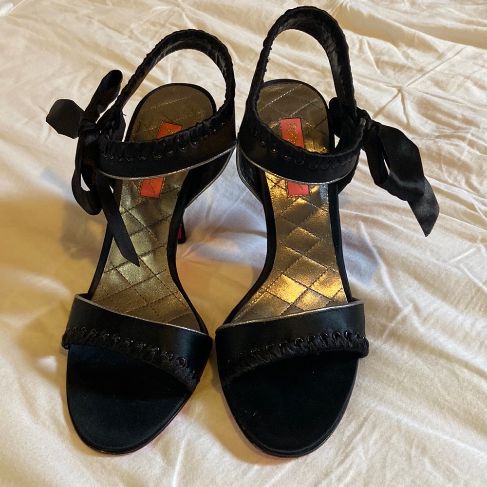 Betsey Johnson, black satin heels